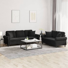 Juego de sofás con cojines 2 piezas terciopelo negro de , Sofás - Ref: Foro24-3202275, Precio: 590,47 €, Descuento: %