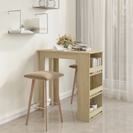 Mesa bar estante almacenaje contrachapada roble 102x50x103,5 cm de , Mesas de cocina y de comedor - Ref: Foro24-809470, Preci...