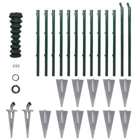 Valla metálica con estacas postes acero galvanizado 1,5x25 m de , Paneles de vallas - Ref: Foro24-140756, Precio: 391,56 €, D...