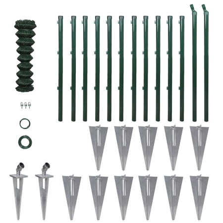 Valla metálica con estacas postes acero galvanizado 1,5x25 m de , Paneles de vallas - Ref: Foro24-140756, Precio: 391,56 €, D...