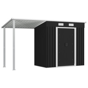 Cobertizo jardín con tejado extendido acero gris 346x121x181 cm de , Cobertizos - Ref: Foro24-144034, Precio: 473,38 €, Descu...