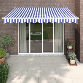 Toldo retráctil aluminio y tela azul y blanco 3x2,5 m de , Toldos - Ref: Foro24-3154421, Precio: 196,27 €, Descuento: %