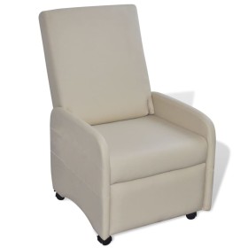 Sillón plegable de cuero sintético color crema de , Sillones - Ref: Foro24-241680, Precio: 260,13 €, Descuento: %