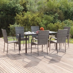 Juego de comedor de jardín 7 piezas ratán sintético gris de , Conjuntos de jardín - Ref: Foro24-3156665, Precio: 394,41 €, De...