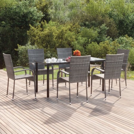 Juego de comedor de jardín 7 piezas ratán sintético gris de , Conjuntos de jardín - Ref: Foro24-3156665, Precio: 394,41 €, De...