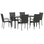 Juego de comedor de jardín 7 piezas ratán sintético gris de , Conjuntos de jardín - Ref: Foro24-3156665, Precio: 394,41 €, De...
