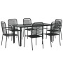 Juego de comedor jardín 7 pzas acero y cuerda de algodón negro de , Conjuntos de jardín - Ref: Foro24-3156537, Precio: 430,66...