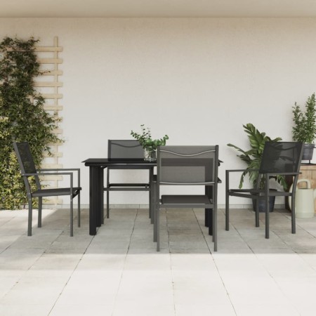 Juego de comedor para jardín 5 piezas acero y textilene negro de , Conjuntos de jardín - Ref: Foro24-3200728, Precio: 318,44 ...