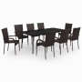 Juego de comedor para jardín 9 piezas marrón y negro de , Conjuntos de jardín - Ref: Foro24-3099406, Precio: 630,81 €, Descue...