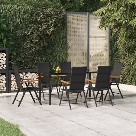 Juego comedor de jardín 7 piezas ratán sintético negro y marrón de , Conjuntos de jardín - Ref: Foro24-3156521, Precio: 533,5...