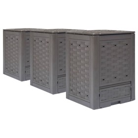 Compostador de jardín 3 uds plástico ratán 60x60x83 cm 900 L de , Compostadores - Ref: Foro24-278918, Precio: 219,84 €, Descu...
