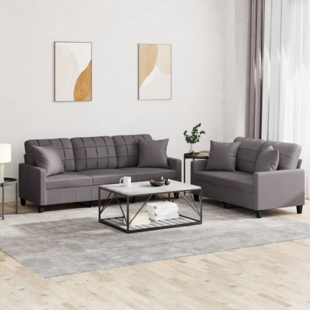 Juego de sofás con cojines 2 piezas cuero sintético gris de , Sofás - Ref: Foro24-3201390, Precio: 500,60 €, Descuento: %