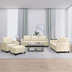 Juego de sofás con cojines 4 piezas cuero sintético crema de , Sofás - Ref: Foro24-3201746, Precio: 574,88 €, Descuento: %
