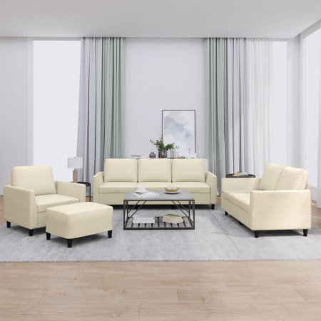Juego de sofás con cojines 4 piezas cuero sintético crema de , Sofás - Ref: Foro24-3201746, Precio: 574,88 €, Descuento: %