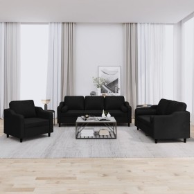 Juego de sofás con cojines 3 piezas tela negro de , Sofás - Ref: Foro24-3201790, Precio: 617,57 €, Descuento: %