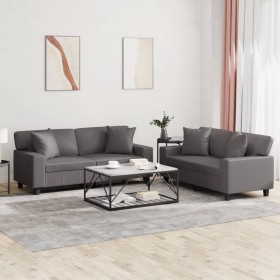 Juego de sofás con cojines 2 piezas cuero sintético gris de , Sofás - Ref: Foro24-3201926, Precio: 550,47 €, Descuento: %
