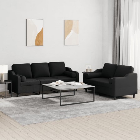 Juego de sofás con cojines 2 piezas tela negro de , Sofás - Ref: Foro24-3201854, Precio: 482,25 €, Descuento: %