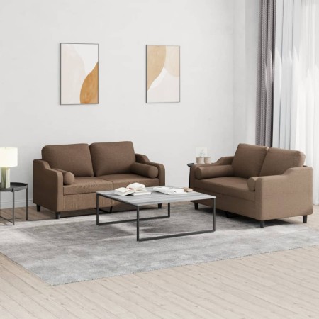 Juego de sofás con cojines 2 piezas tela marrón de , Sofás - Ref: Foro24-3201821, Precio: 449,59 €, Descuento: %