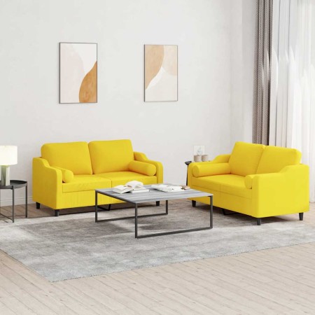 Juego de sofás con cojines 2 piezas tela amarillo claro de , Sofás - Ref: Foro24-3201823, Precio: 438,66 €, Descuento: %
