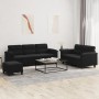 Juego de sofás con cojines 3 piezas tela microfibra negro de , Sofás - Ref: Foro24-3202347, Precio: 612,74 €, Descuento: %