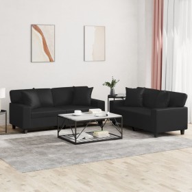 Juego de sofás con cojines 2 piezas cuero sintético negro de , Sofás - Ref: Foro24-3201924, Precio: 558,16 €, Descuento: %