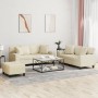 Juego de sofás con cojines 3 piezas cuero sintético color crema de , Sofás - Ref: Foro24-3201930, Precio: 532,97 €, Descuento: %