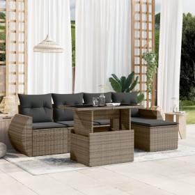 Set de muebles de jardín 6 pzas y cojines ratán sintético gris en Conjuntos de jardín | Comprar online en Foru.es