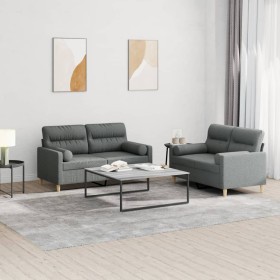 Juego de sofás con cojines 2 piezas tela gris oscuro de , Sofás - Ref: Foro24-3201585, Precio: 419,30 €, Descuento: %