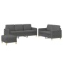 Juego de sofás con cojines 3 piezas tela gris oscuro de , Sofás - Ref: Foro24-3202127, Precio: 554,29 €, Descuento: %