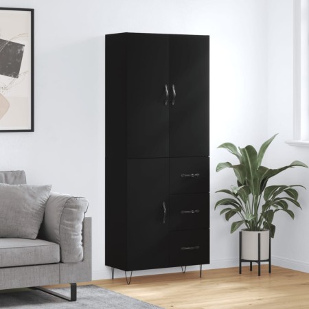 Aparador alto madera contrachapada negro 69,5x34x180 cm de , Aparadores - Ref: Foro24-3198090, Precio: 173,20 €, Descuento: %