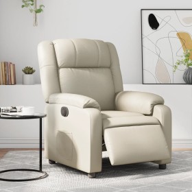 Sillón reclinable eléctrico de cuero sintético crema de , Sillones - Ref: Foro24-3205137, Precio: 290,93 €, Descuento: %