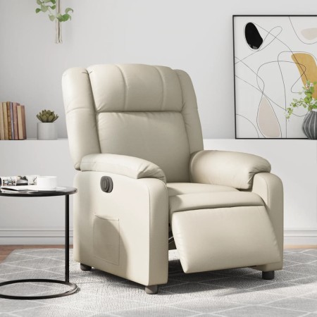 Sillón reclinable eléctrico de cuero sintético crema de , Sillones - Ref: Foro24-3205137, Precio: 290,93 €, Descuento: %