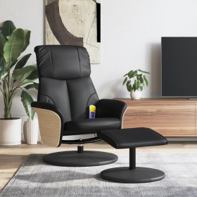 Sillón reclinable masaje con reposapiés cuero sintético negro de , Sillones - Ref: Foro24-356640, Precio: 194,08 €, Descuento: %