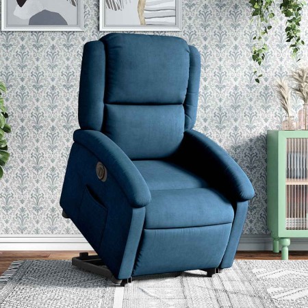 Sillón eléctrico reclinable elevable de terciopelo azul de , Sillones - Ref: Foro24-3204332, Precio: 333,50 €, Descuento: %