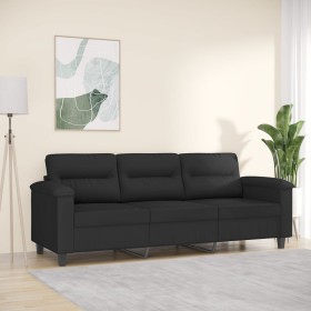 Sofá de 3 plazas de tela de microfibra negro 180 cm de , Sofás - Ref: Foro24-359570, Precio: 375,51 €, Descuento: %