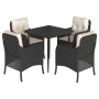 Set de muebles jardín 5 pzas con cojines ratán sintético negro de , Conjuntos de jardín - Ref: Foro24-3211907, Precio: 490,93...