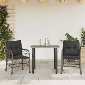 Sillas y mesita de jardín con cojines 3 piezas ratán PE gris de , Conjuntos de jardín - Ref: Foro24-3212131, Precio: 282,23 €...