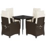 Set comedor de jardín 5 piezas y cojines ratán sintético marrón de , Conjuntos de jardín - Ref: Foro24-3212764, Precio: 666,2...