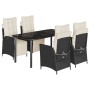 Set de muebles jardín 5 pzas con cojines ratán sintético negro de , Conjuntos de jardín - Ref: Foro24-3213388, Precio: 594,39...