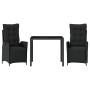 Set comedor de jardín 3 pzas con cojines ratán sintético negro de , Conjuntos de jardín - Ref: Foro24-3213320, Precio: 385,93...