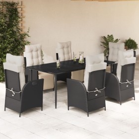 Set de comedor de jardín 7 pzas y cojines ratán sintético negro de , Conjuntos de jardín - Ref: Foro24-3213383, Precio: 1,00 ...