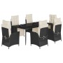 Set de comedor de jardín 7 pzas y cojines ratán sintético negro de , Conjuntos de jardín - Ref: Foro24-3213383, Precio: 1,00 ...