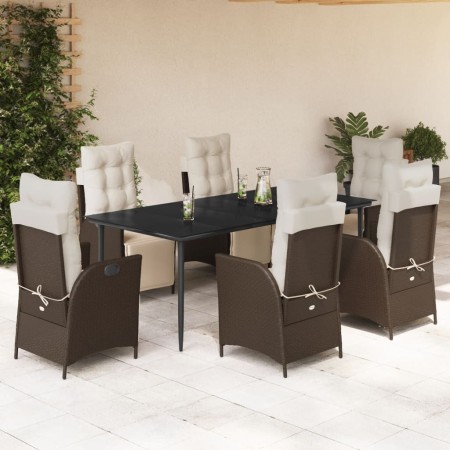 Set comedor de jardín 7 pzas con cojines ratán sintético marrón de , Conjuntos de jardín - Ref: Foro24-3213411, Precio: 1,00 ...