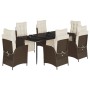 Set comedor de jardín 7 pzas con cojines ratán sintético marrón de , Conjuntos de jardín - Ref: Foro24-3213411, Precio: 1,00 ...