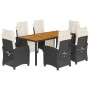 Set de comedor de jardín 7 pzas y cojines ratán sintético negro de , Conjuntos de jardín - Ref: Foro24-3212904, Precio: 860,0...