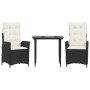 Set comedor de jardín 3 pzas con cojines ratán sintético negro de , Conjuntos de jardín - Ref: Foro24-3213154, Precio: 326,08...