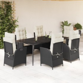 Set de comedor de jardín 7 pzas y cojines ratán sintético negro de , Conjuntos de jardín - Ref: Foro24-3213161, Precio: 1,00 ...