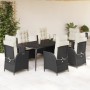 Set de comedor de jardín 7 pzas y cojines ratán sintético negro de , Conjuntos de jardín - Ref: Foro24-3213161, Precio: 1,00 ...