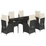 Set de comedor de jardín 7 pzas y cojines ratán sintético negro de , Conjuntos de jardín - Ref: Foro24-3213161, Precio: 1,00 ...