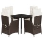 Set comedor de jardín 5 piezas y cojines ratán sintético marrón de , Conjuntos de jardín - Ref: Foro24-3213206, Precio: 567,6...